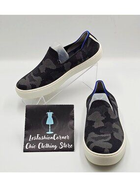 Rothy's Women's The Original Black & Gray Camo Fabric Slip On Sneakers Sz 6 2227